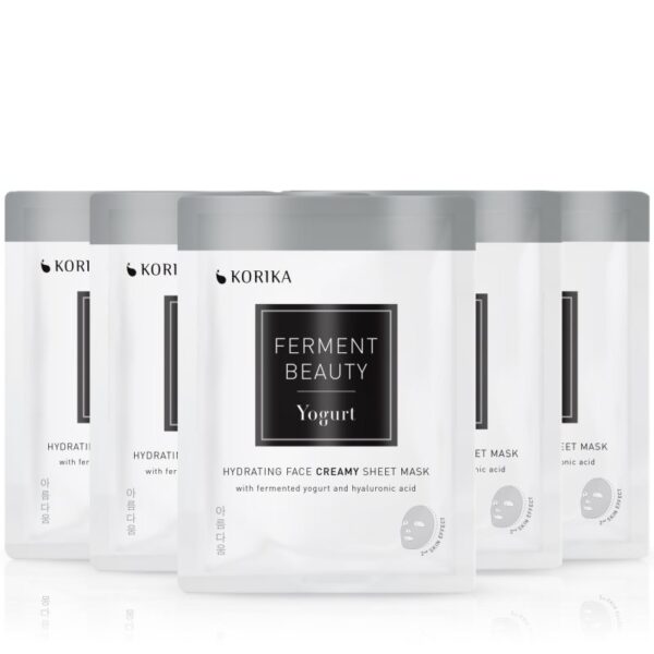 KORIKA FermentBeauty Set of 5 Hydrating Face Sheet Masks with Fermented Yogurt and Hyaluronic Acid set de măști de față la un preț mai avantajos-Țena