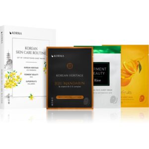KORIKA KOREAN SKIN CARE ROUTINE SET OF 3 BRIGHTENING SHEET MASKS set pentru o piele mai luminoasa-ro