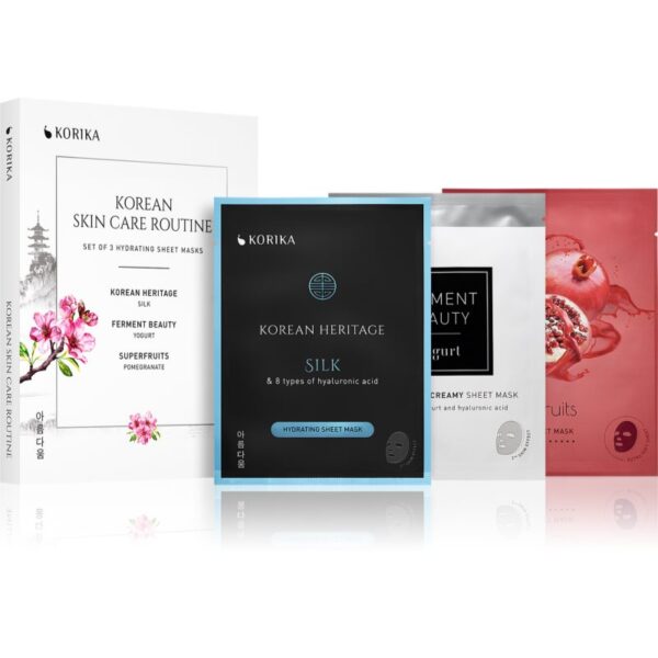 KORIKA KOREAN SKIN CARE ROUTINE SET OF 3 HYDRATING SHEET MASKS set cu efect de hidratare-ro