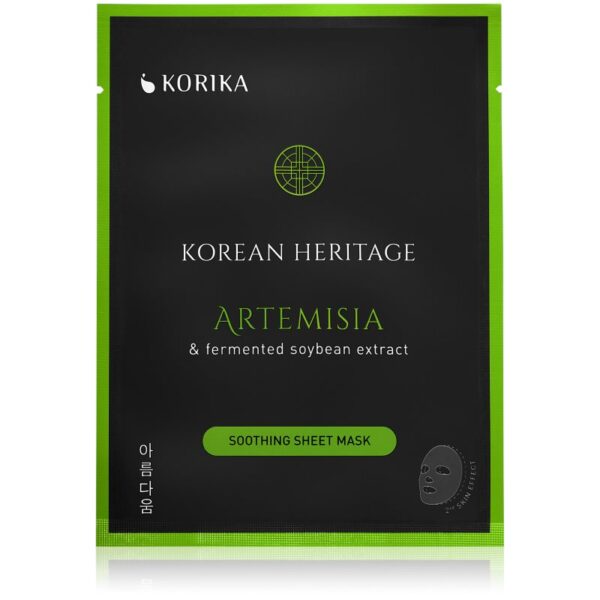 KORIKA Korean Heritage Artemisia & Fermented Soybean Extract Soothing Sheet Mask mască textilă calmantă 25 g-Țena