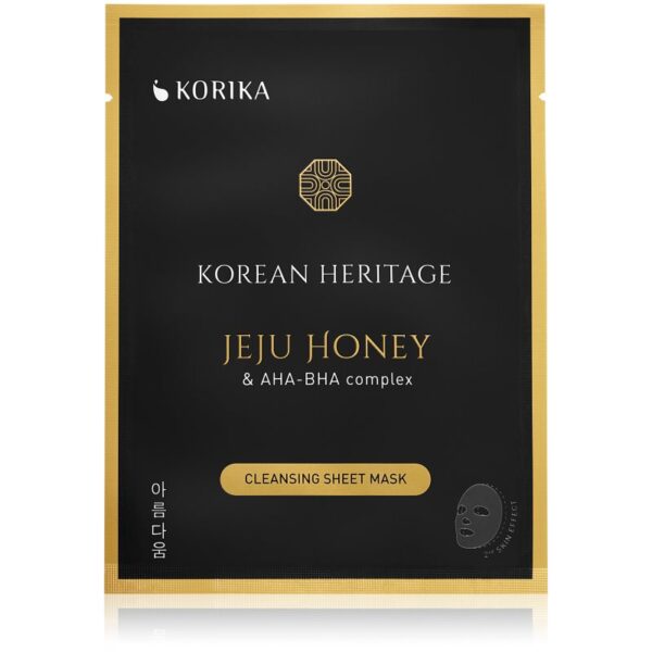 KORIKA Korean Heritage Jeju Honey & AHA-BHA Complex Cleansing Sheet Mask mască cu efect de curățare 25 g-Țena