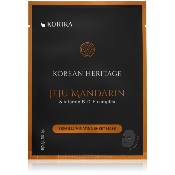 KORIKA Korean Heritage Jeju Mandaring & Vitamin B-C-E Complex Skin Illuminating Sheet Mask mască textilă iluminatoare 25 g-Țena