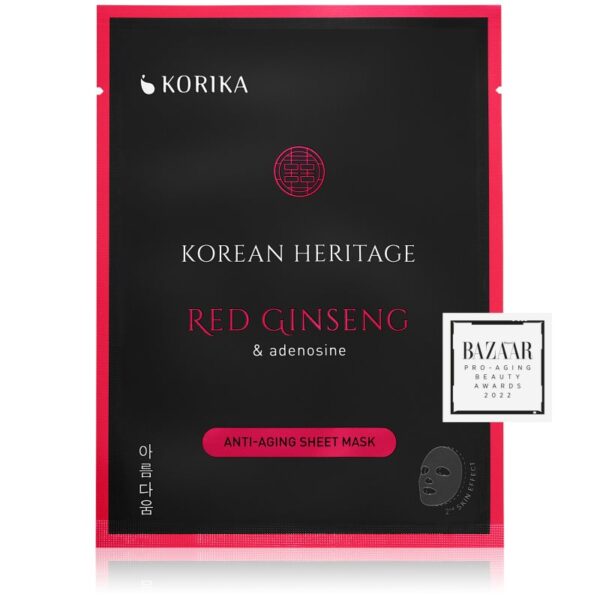 KORIKA Korean Heritage Red Ginseng & Adenosine Anti-aging Sheet Mask mască facială de pânză cu efect anti-rid 25 g-ro