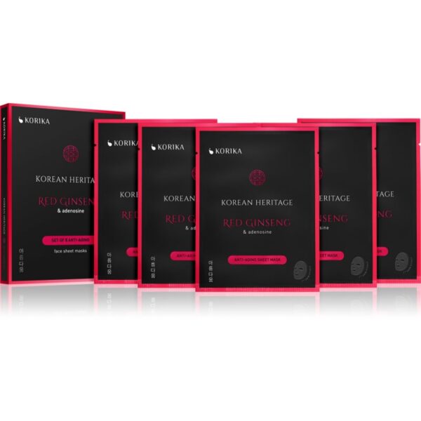 KORIKA Korean Heritage Red Ginseng & Adenosine Anti-aging Sheet Mask set de măști de față la un preț mai avantajos anti-imbatranire si de fermitate a-ro