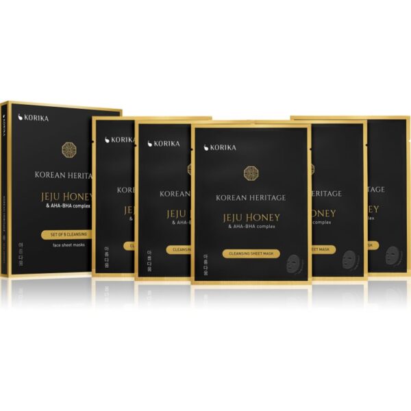 KORIKA Korean Heritage Set of 5 Cleansing Face Sheet Masks set de măști de față la un preț mai avantajos perfecta pentru curatare-ro