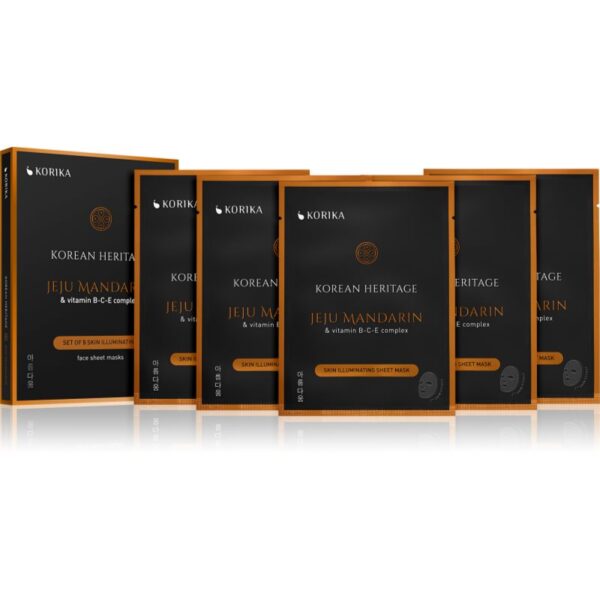 KORIKA Korean Heritage Set of 5 Skin Illuminating Face Sheet Masks set de măști de față la un preț mai avantajos pentru o piele mai luminoasa-ro