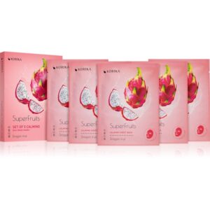 KORIKA SuperFruits Dragon Fruit - Set of 5 Calming Face Sheet Masks set de măști de față la un preț mai avantajos cu efect calmant Dragon fruit-ro