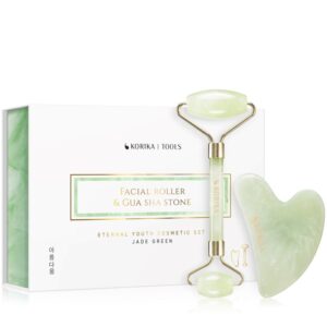 KORIKA Tools Face Roller & Gua Sha rulou de masaj facial și accesoriu de masaj Jade Green-ro