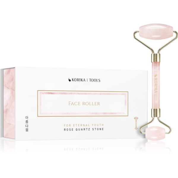KORIKA Tools Face Roller Rose Quartz Stone rolă pentru masaj pentru față și gât Quartz Roller Pink 1 buc-ro