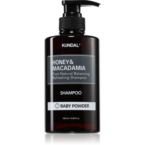 KUNDAL Honey & Macadamia Baby Powder sampon natural pentru păr uscat și deteriorat 500 ml-ro