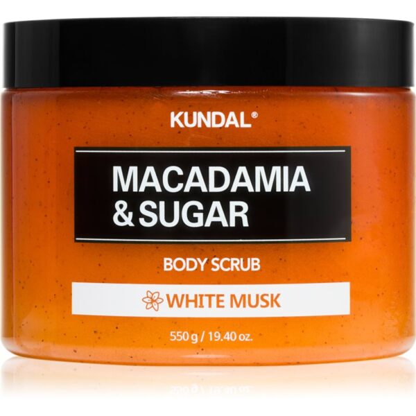 KUNDAL Macadamia & Sugar White Musk exfoliant din zahar unt de shea 550 g-ro