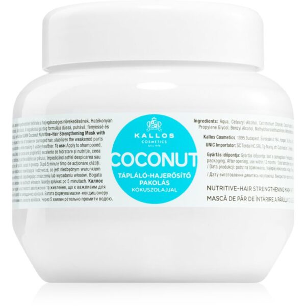 Kallos KJMN Professional Coconut masca hranitoare pentru par deteriorat 275 ml-Țena