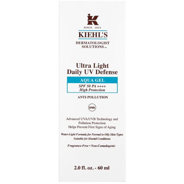 Kiehl's Dermatologist Solutions Ultra Light Daily UV Defense Aqua Gel SPF 50 PA++++ lichid protector ultra ușor pentru toate tipurile de ten