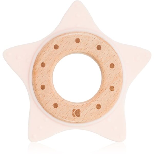 Kikkaboo Silicone and Wood Teether Star jucărie pentru dentiție Pink 1 buc-ro