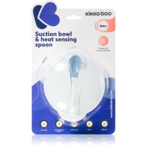 Kikkaboo Suction Bowl & Heat Sensing Spoon serviciu de masă 4 m+ Blue 2 buc-Țena