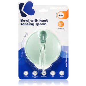 Kikkaboo Suction Bowl & Heat Sensing Spoon serviciu de masă 4 m+ Mint 3 buc-ro