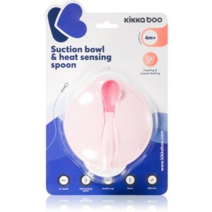 Kikkaboo Suction Bowl & Heat Sensing Spoon serviciu de masă 4 m+ Pink 2 buc-Țena