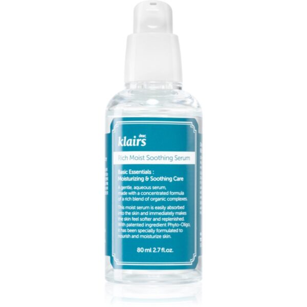 Klairs Rich Moist Soothing Serum ser facial calmant cu efect de hidratare 80 ml-ro