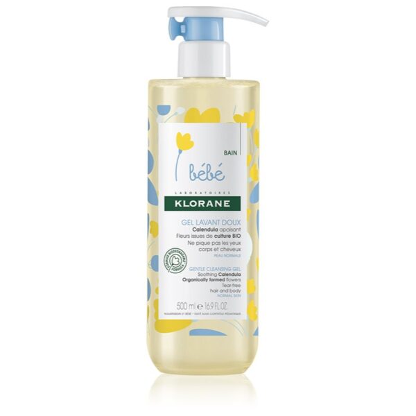 Klorane Bébé Calendula Gel de curatare delicat pentru nou-nascuti si copii cu pompă 500 ml-ro
