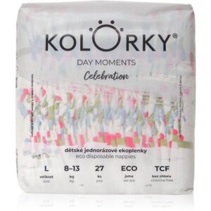 Kolorky DAY Moments Celebration scutece ECO de unică folosință Size L 8-13 kg 27 buc-ro