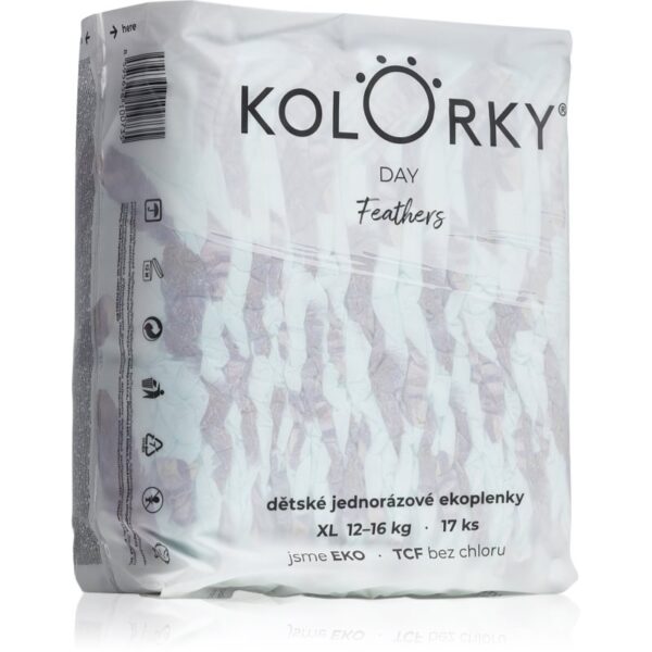 Kolorky Day Feathers scutece ECO de unică folosință marimea XL 12-16 Kg 17 buc-ro