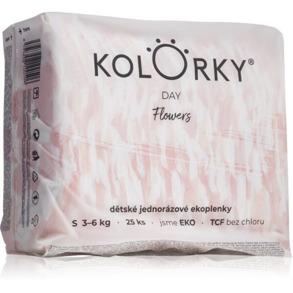 Kolorky Day Flowers scutece ECO de unică folosință marimea S 3-6 Kg 25 buc-ro