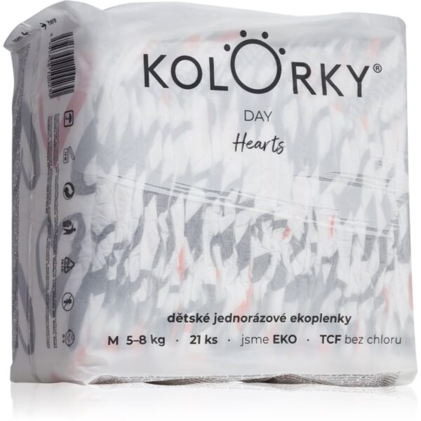 Kolorky Day Hearts scutece ECO de unică folosință marimea M 5-8 Kg 21 buc-ro