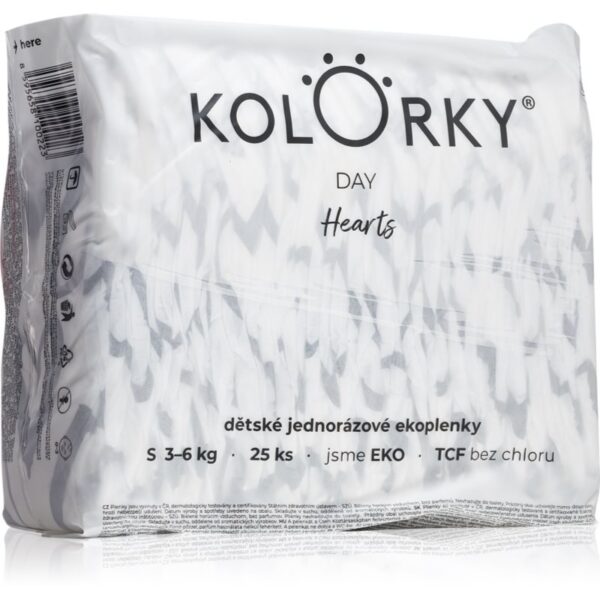 Kolorky Day Hearts scutece ECO de unică folosință marimea S 3-6 Kg 25 buc-ro
