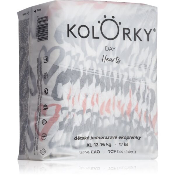 Kolorky Day Hearts scutece ECO de unică folosință marimea XL 12-16 Kg 17 buc-ro