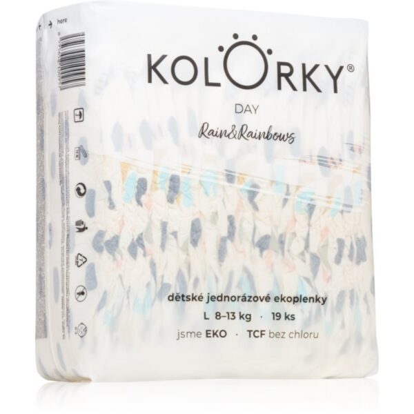 Kolorky Day Rain&Rainbow scutece ECO de unică folosință marimea L 8-13 Kg 19 buc-ro
