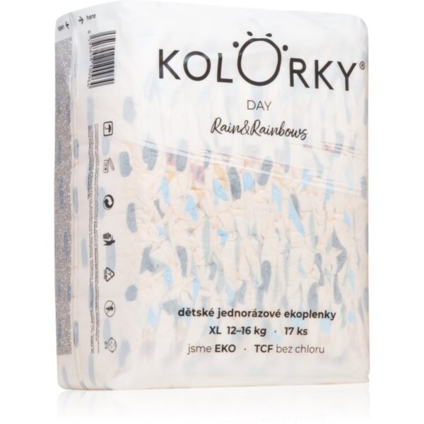 Kolorky Day Rain&Rainbow scutece ECO de unică folosință marimea XL 12-16 Kg 17 buc-ro