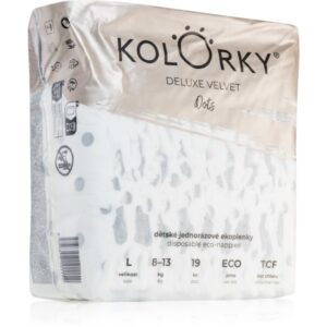 Kolorky Deluxe Velvet Dots scutece ECO de unică folosință marimea L 8-13 kg 19 buc-ro