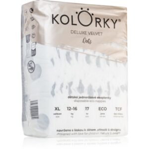 Kolorky Deluxe Velvet Dots scutece ECO de unică folosință marimea XL 12-16 kg 17 buc-ro