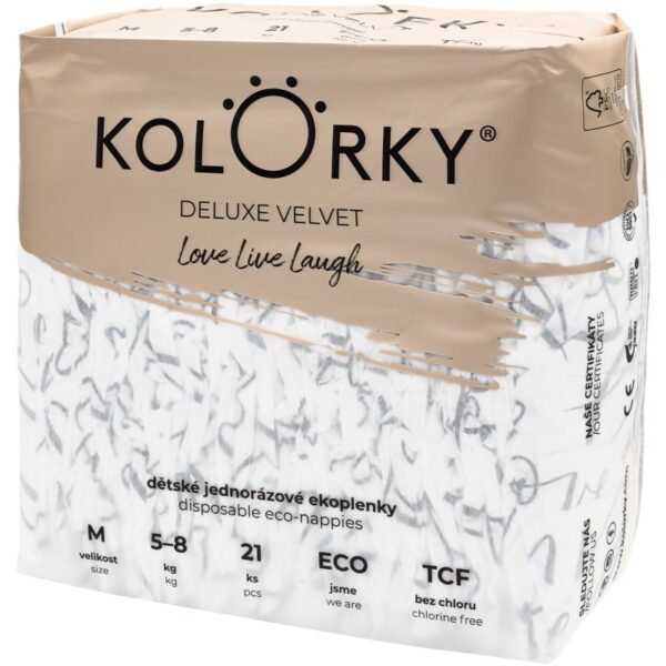 Kolorky Deluxe Velvet Love Live Laugh scutece ECO de unică folosință marimea M 5-8 Kg 21 buc-ro