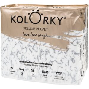 Kolorky Deluxe Velvet Love Live Laugh scutece ECO de unică folosință marimea S 3-6 Kg 25 buc-ro