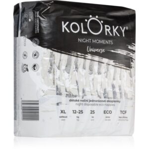 Kolorky Night Moments scutece ECO de unică folosință pentru ingrijire de noapte si protectie marimea XL 12-25 kg 25 buc-ro