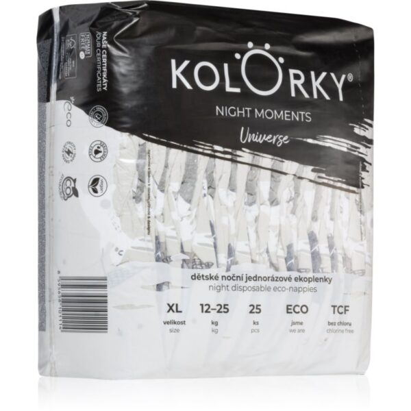 Kolorky Night Moments scutece ECO de unică folosință pentru ingrijire de noapte si protectie marimea XL 12-25 kg 25 buc-ro