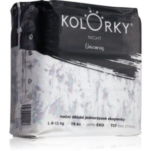 Kolorky Night Unicorn scutece ECO de unică folosință pentru ingrijire de noapte si protectie marimea L 8-13 Kg 19 buc-ro