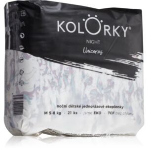 Kolorky Night Unicorn scutece ECO de unică folosință pentru ingrijire de noapte si protectie marimea M 5-8 Kg 21 buc-ro