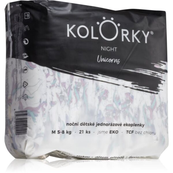 Kolorky Night Unicorn scutece ECO de unică folosință pentru ingrijire de noapte si protectie marimea M 5-8 Kg 21 buc-ro