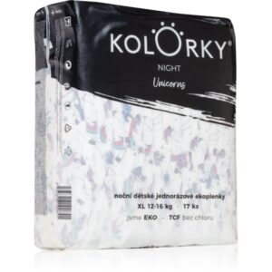 Kolorky Night Unicorn scutece ECO de unică folosință pentru ingrijire de noapte si protectie marimea XL 12-16 Kg 17 buc-ro