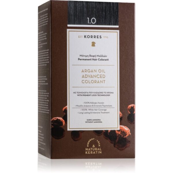 Korres Argan Oil Culoare permanenta pentru par cu ulei de argan culoare 1.0 Black 50 ml-ro