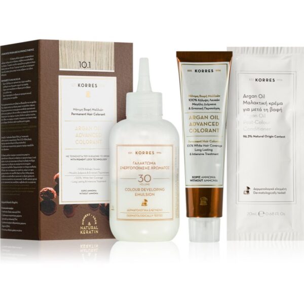 Korres Argan Oil Culoare permanenta pentru par cu ulei de argan culoare 10.1 Platinum Ash Blonde 50 ml-ro