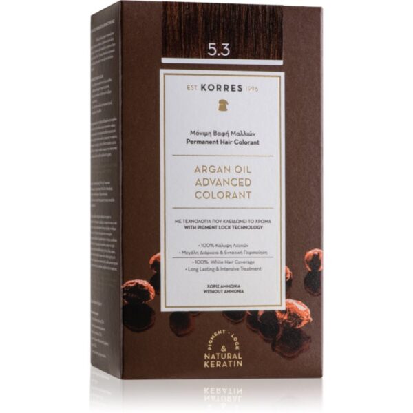 Korres Argan Oil Culoare permanenta pentru par cu ulei de argan culoare 5.3 Golden / Honey Light Brown 50 ml-ro