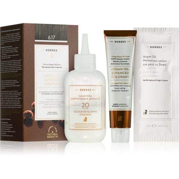 Korres Argan Oil Culoare permanenta pentru par cu ulei de argan culoare 6.17 Dark Blond Beige 50 ml-ro
