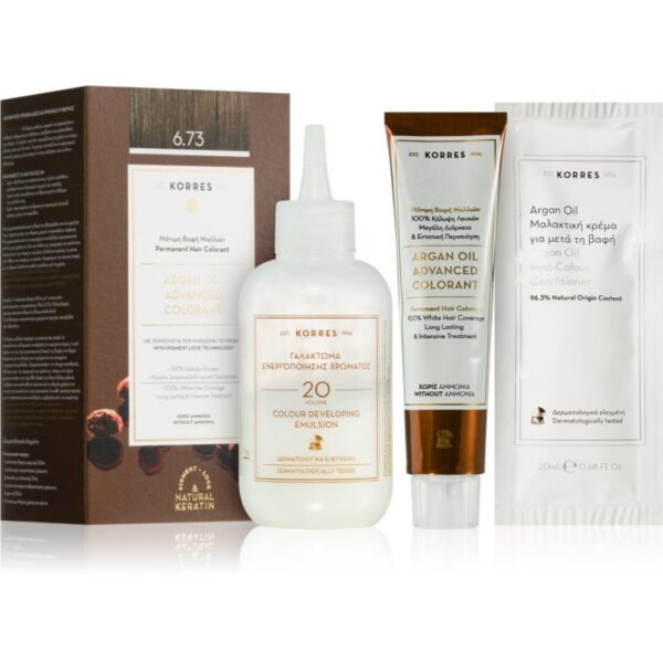 Korres Argan Oil Culoare permanenta pentru par cu ulei de argan culoare 6.73 Golden Cocoa 50 ml-ro
