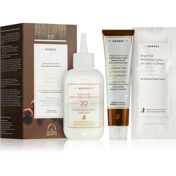 Korres Argan Oil Culoare permanenta pentru par cu ulei de argan culoare 7.17 Dark Blonde Beige 50 ml-ro
