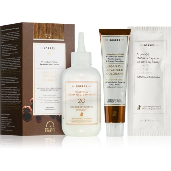 Korres Argan Oil Culoare permanenta pentru par cu ulei de argan culoare 7.7 Mocha 50 ml-ro