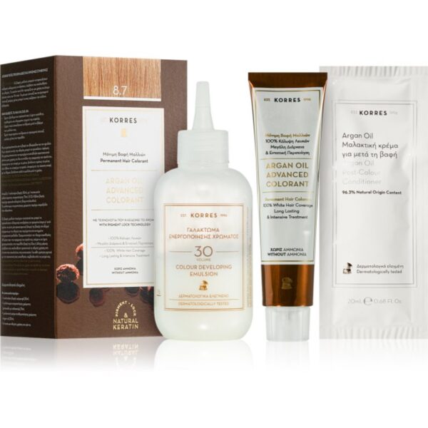 Korres Argan Oil Culoare permanenta pentru par cu ulei de argan culoare 8.7. Toffee 50 ml-ro