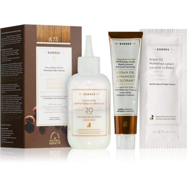 Korres Argan Oil Culoare permanenta pentru par cu ulei de argan culoare 8.73 Golden Caramel 50 ml-ro